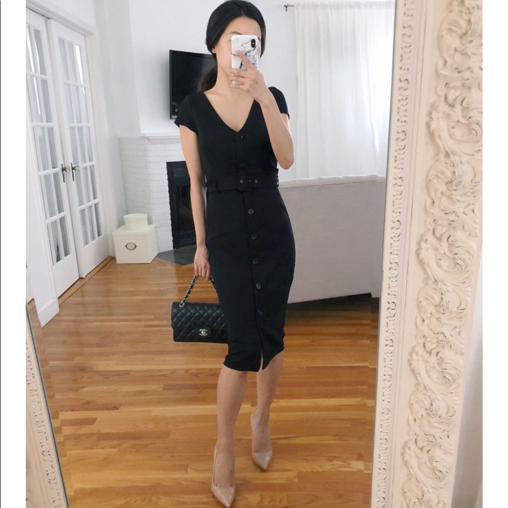Express button down sheath dress black small